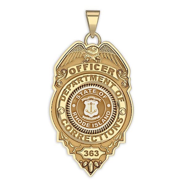 Personalized Rhode Island Corrections Badge with Your Rank and Number