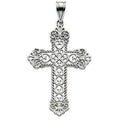 Solid 14K White Gold Heart Openwork Cross Pendant