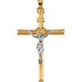 Two Tone Plain Shaft Crucifix Pendant