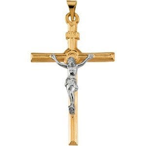 Two Tone Plain Shaft Crucifix Pendant
