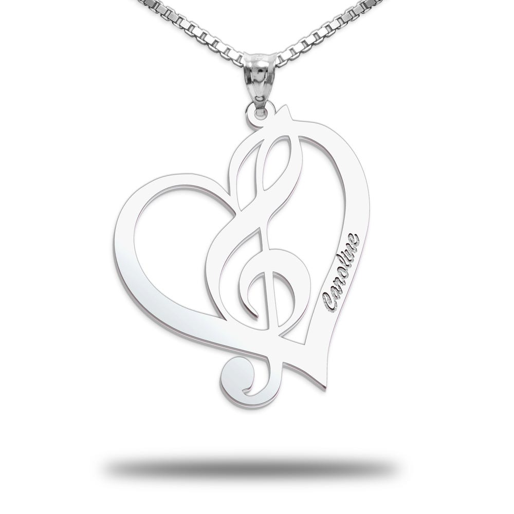 Personalized Heart Treble Clef Pendant