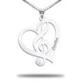 Personalized Heart Treble Clef Pendant