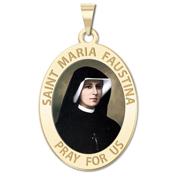 Saint Faustina Oval Color Religious Medal