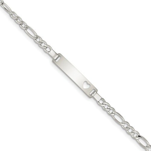 Custom Engraved Sterling Silver Children's Figaro Link ID Bracelet
