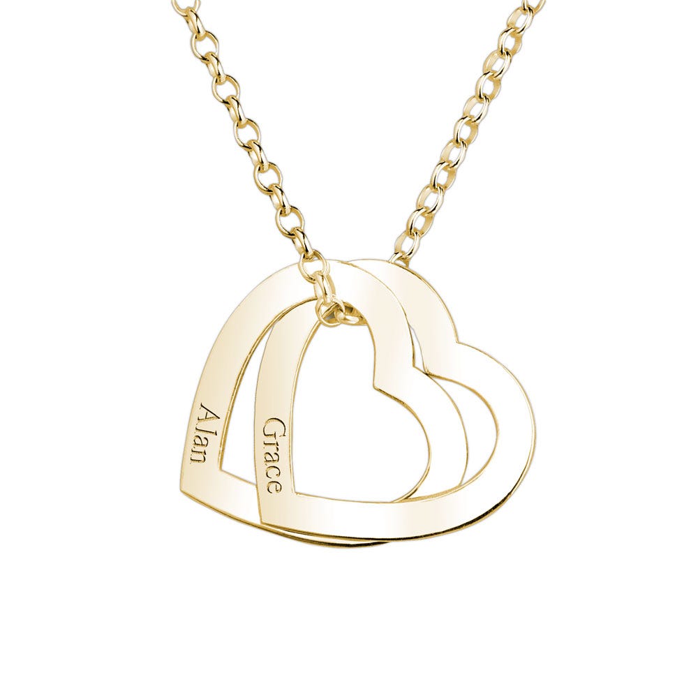 Overlapping Hearts with Names Pendant