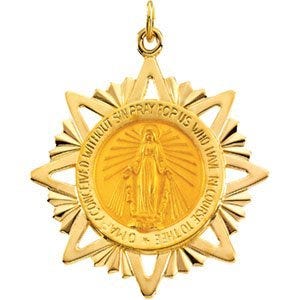 14K Yellow Gold Star Miraculous Medal
