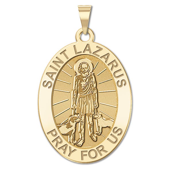 Saint Lazarus Oval Religious Medal