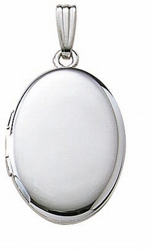 14K White Gold Oval Locket