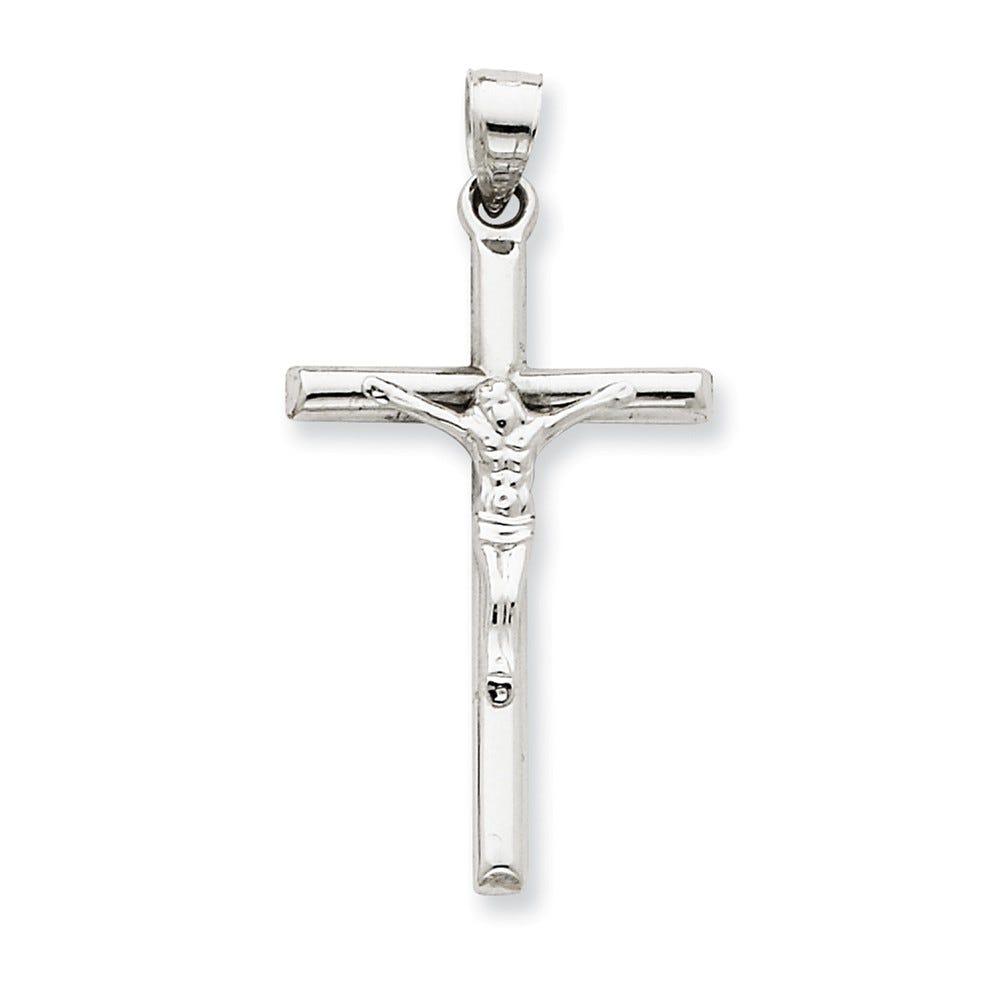 14K White Gold Crucifix Pendant