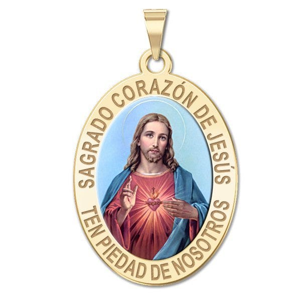 Sacred Heart Of Jesus Oval Color Medal