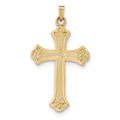 Textured And Polished Fleur De Lis Cross Pendant
