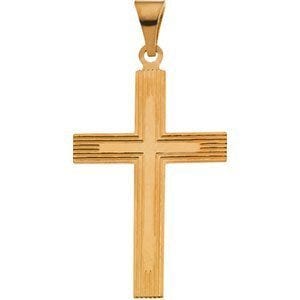 14K Yellow Gold Cross Pendant With Design