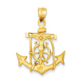 14K Mariners Broad-Anchor Cross Pendant