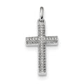 Sterling Silver Rhodium-Plated Cz Latin Cross Pendant