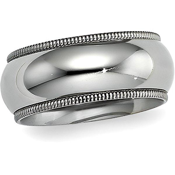 Sterling Silver Approx. 0.35 Inch Milgrain Comfort Fit Wedding Band