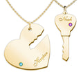 Couple's Engravable Key To My Heart Pendant Set