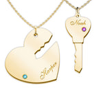 Couple's Engravable Key To My Heart Pendant Set