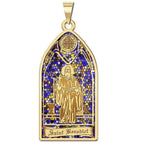 Saint Benedict - Stained Glass Religious Medal