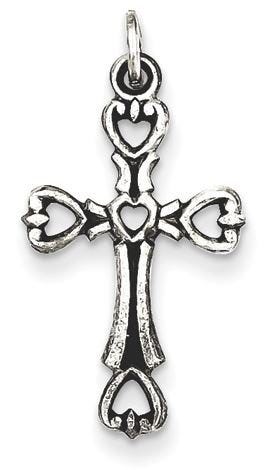 Sterling Silver Heart Cross Charm