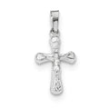 14K White Gold Polished Inri Rounded Crucifix Pendant