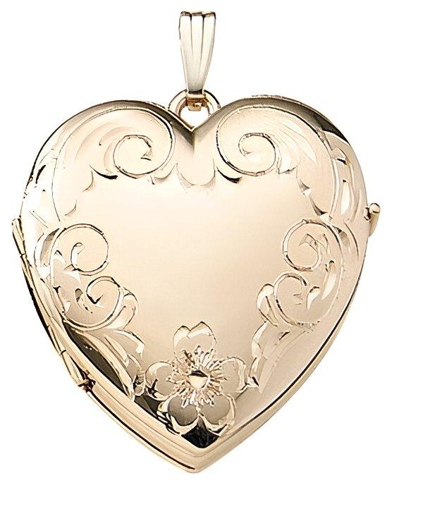Solid 14K Yellow Gold Heart Four Photo Locket