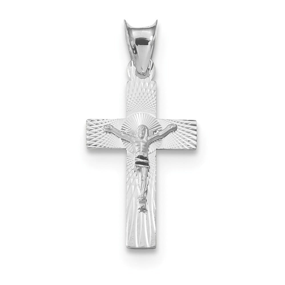 14K White Gold Crucifix Pendant