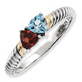 Sterling Silver & 14K Gold Antiqued Mother's Ring with Two Trillion Birthstones