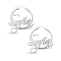 Pair of Script Hoop Name Earrings