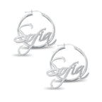 Pair of Script Hoop Name Earrings