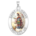 Saint Florian Oval Religious Medal "Color"