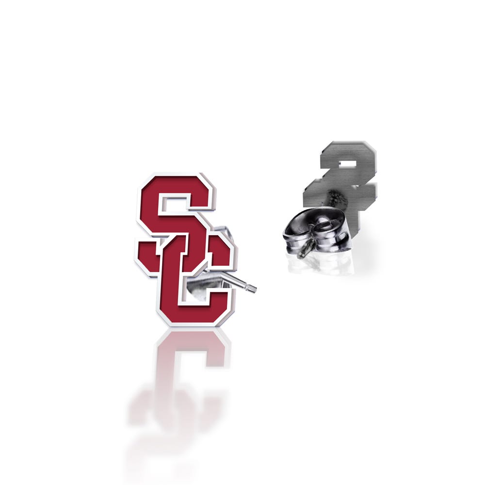 Pair of Usc Color Enamel Interlocking Sc Earrings