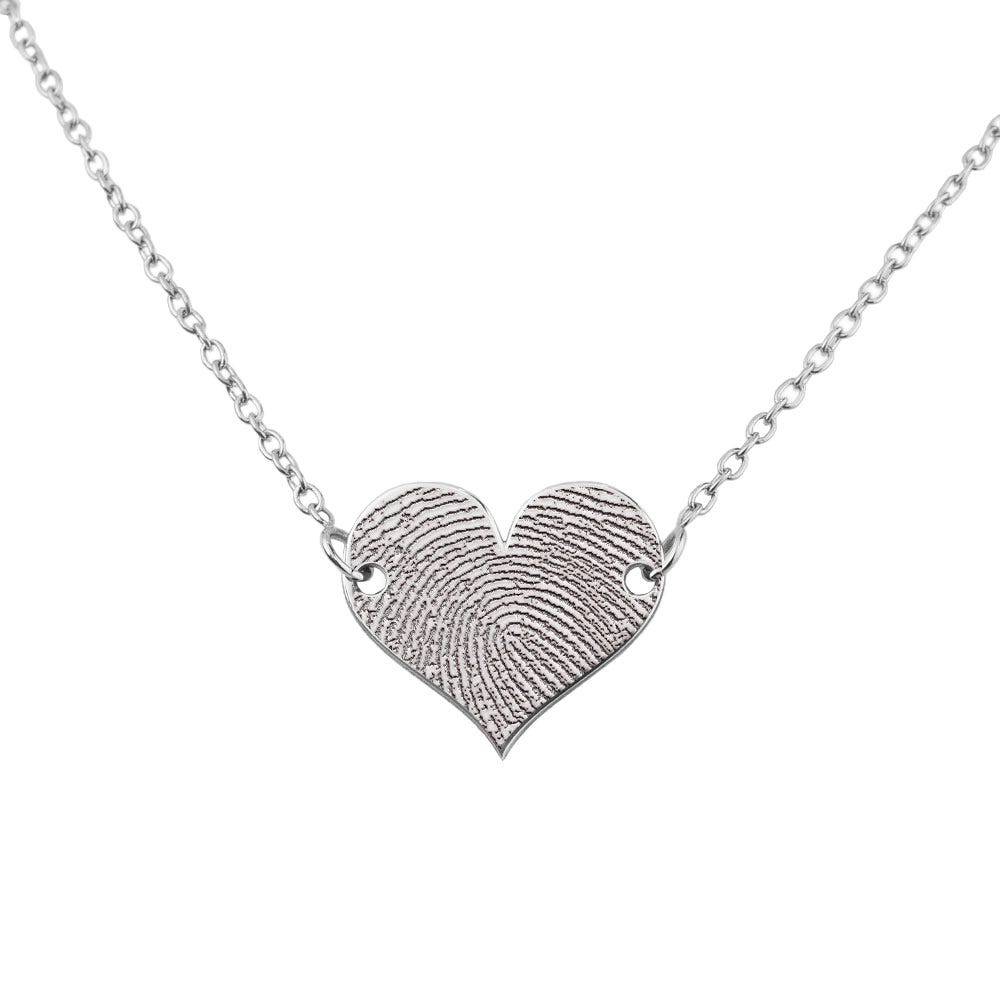 Petite Heart Fingerprint Necklace w/ 18 Inch Chain