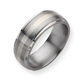 Titanium Sterling Silver Inlay Approx. 0.31 Inch Brushed and Polished Wedding Band