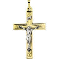 Two-Tone Patterned Crucifix Pendant