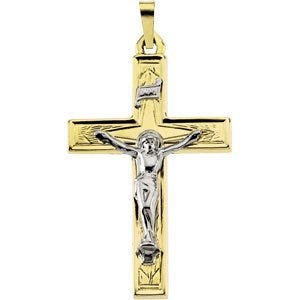 Two-Tone Patterned Crucifix Pendant