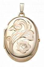 14K Gold Filled Floral Oval 4 Photo Locket