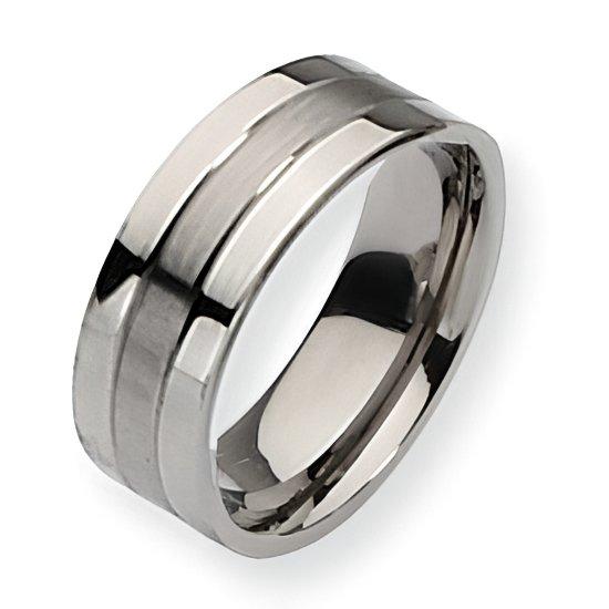 Titanium Grooved Approx. 0.31 Inch Brushed and Polished Wedding Band