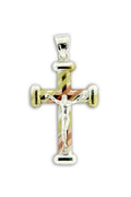 Tri-Color Rounded-Tips Crucifix Pendant
