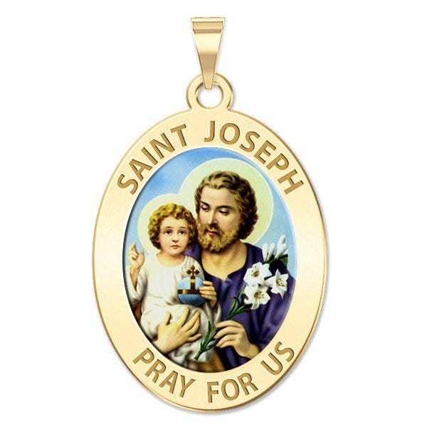 Saint Joseph Religious Oval Color Medal