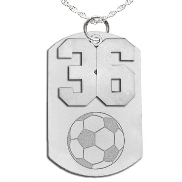 Soccer Dog Tag with Number Pendant Swivel