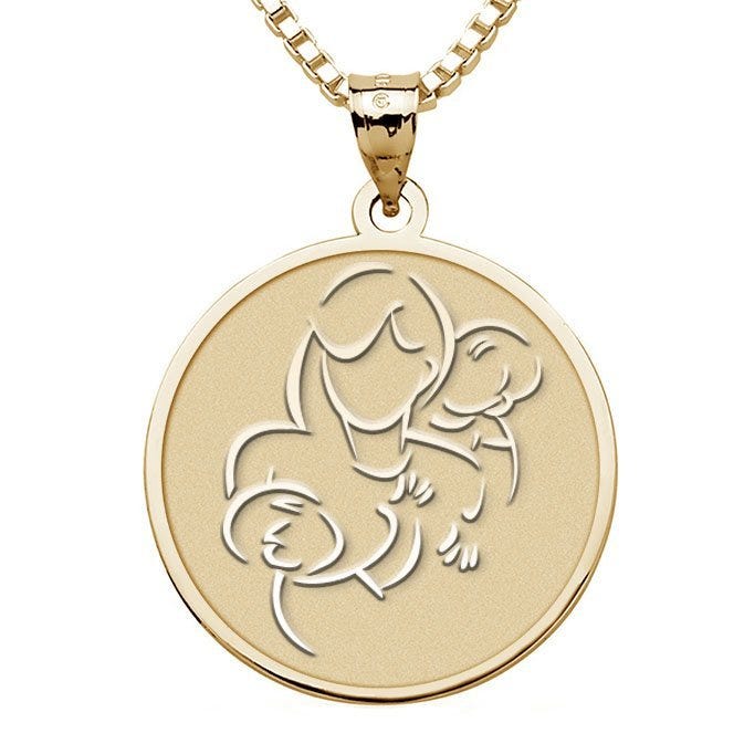 Mother with Two Sons - Round Pendant