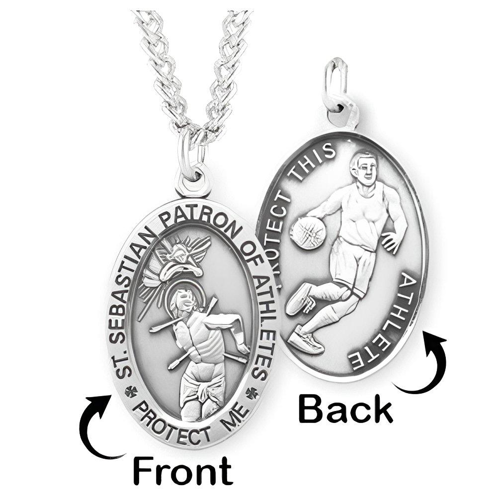 Sterling Silver Saint Sebastian Basketball Medal