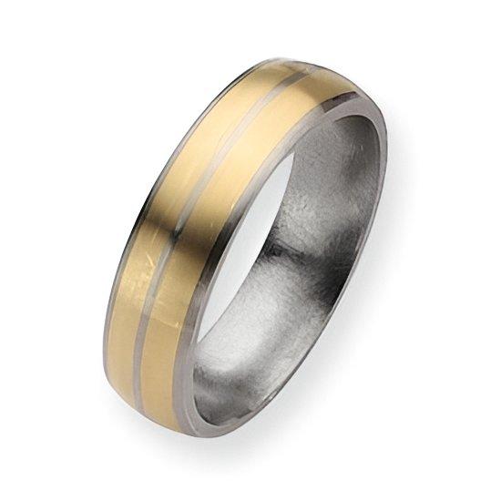 Titanium 14K Gold Inlay Approx. 0.24 Inch Brushed Wedding Band