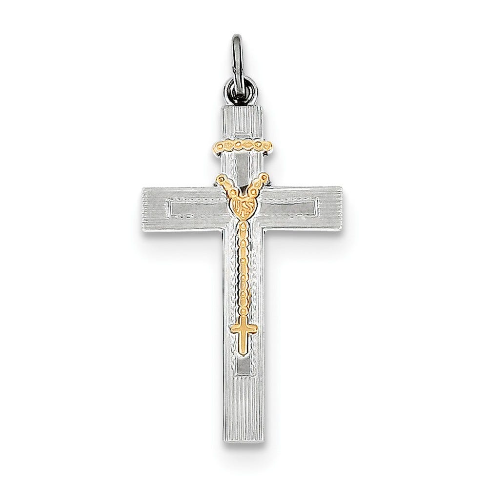 Rhodium-Plated & Vermeil Rosary Cross Pendant