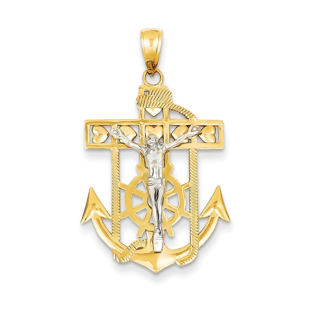 14K Two-Tone Mariner's Crucifix Pendant