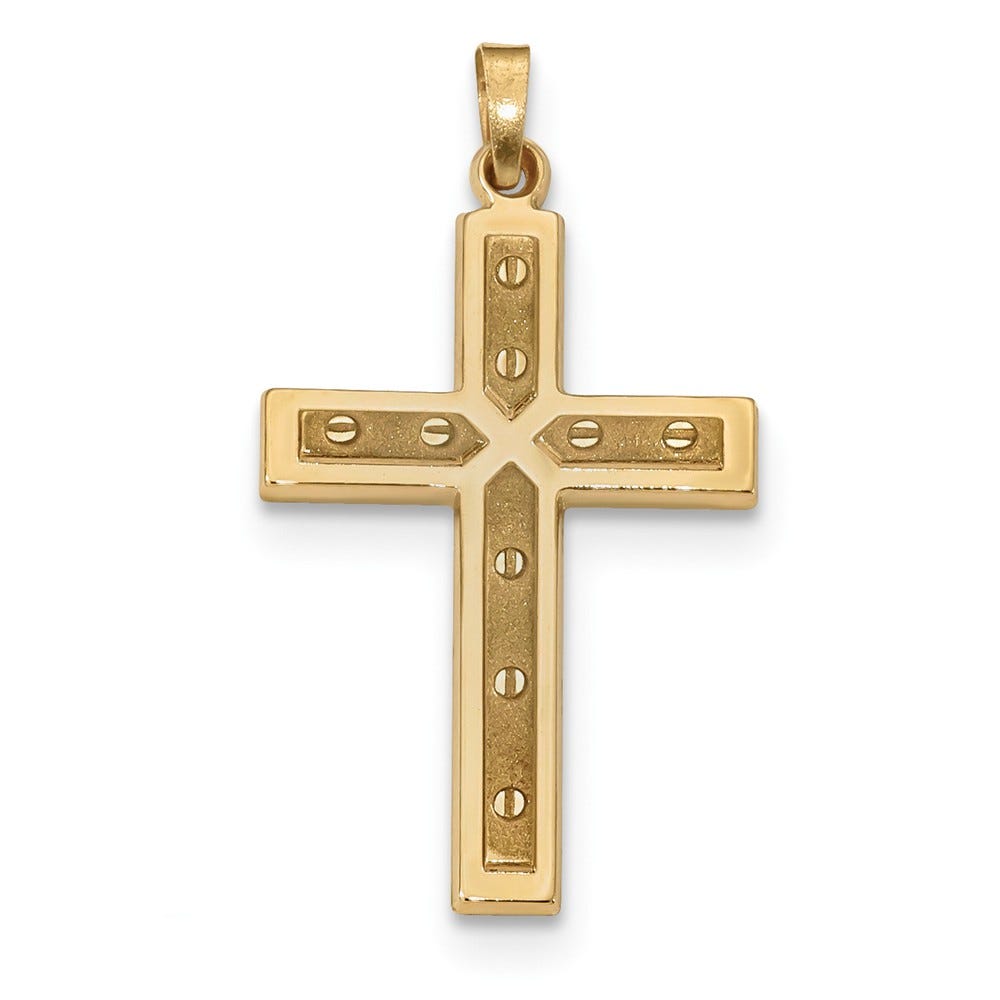 14K Polished Screw Detail Cross Pendant