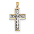 14K Two-Tone Polished Filigree Cross Pendant