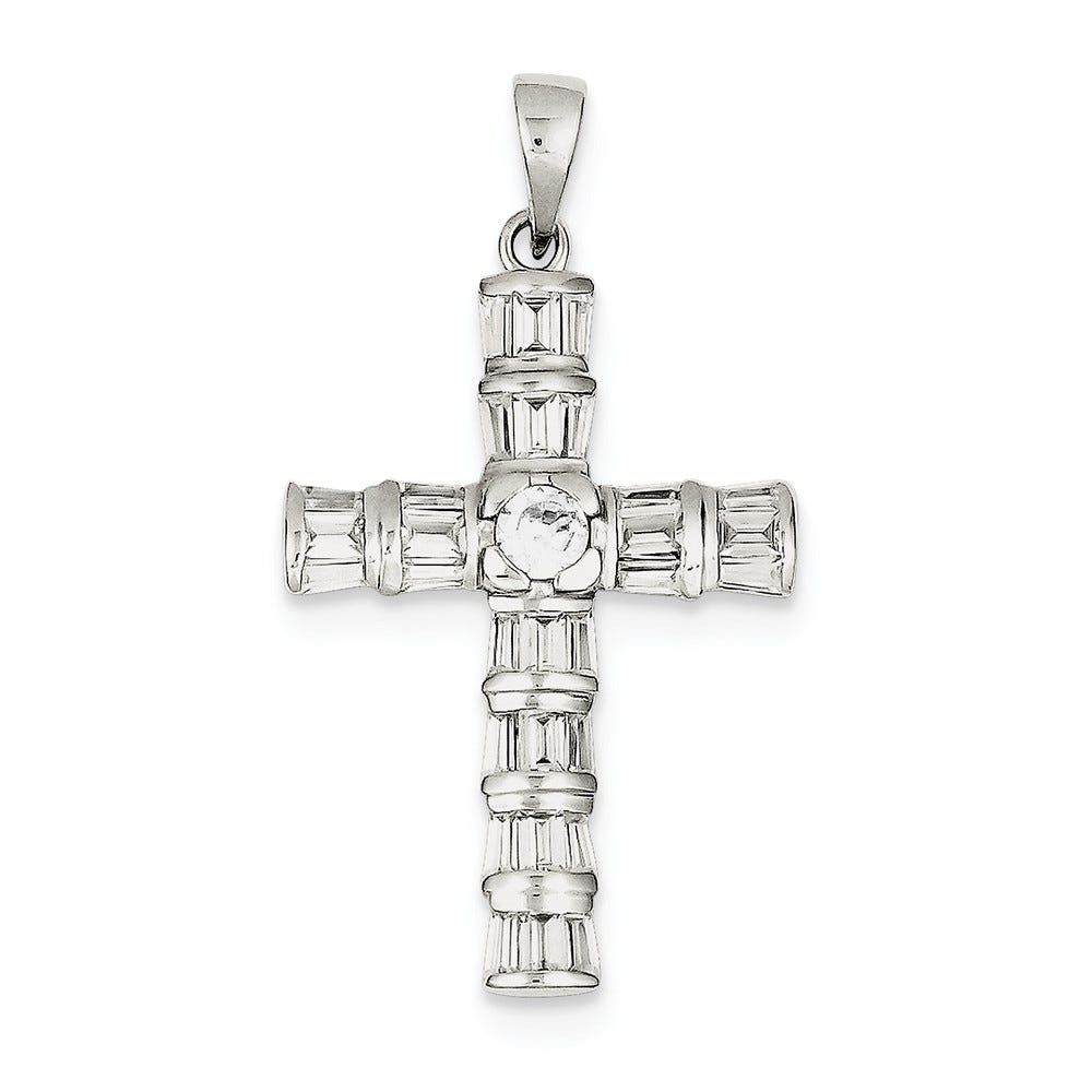 Sterling Silver Cz Cross Pendant