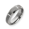 Tungsten Beveled Edge Approx. 0.28 Inch Brushed and Polished Wedding Band