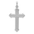 14K White Gold Polished And Textured Grooved-Arm Cross Pendant